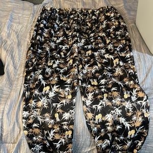 Silky palm tree print loose pants